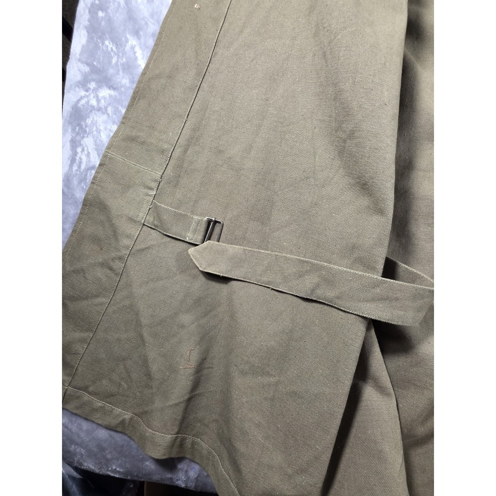 VTG WWII French MILITARY Motorcycle Dispatch Rider Overcoat Canvas Trench Coat - Picture 9 of 10